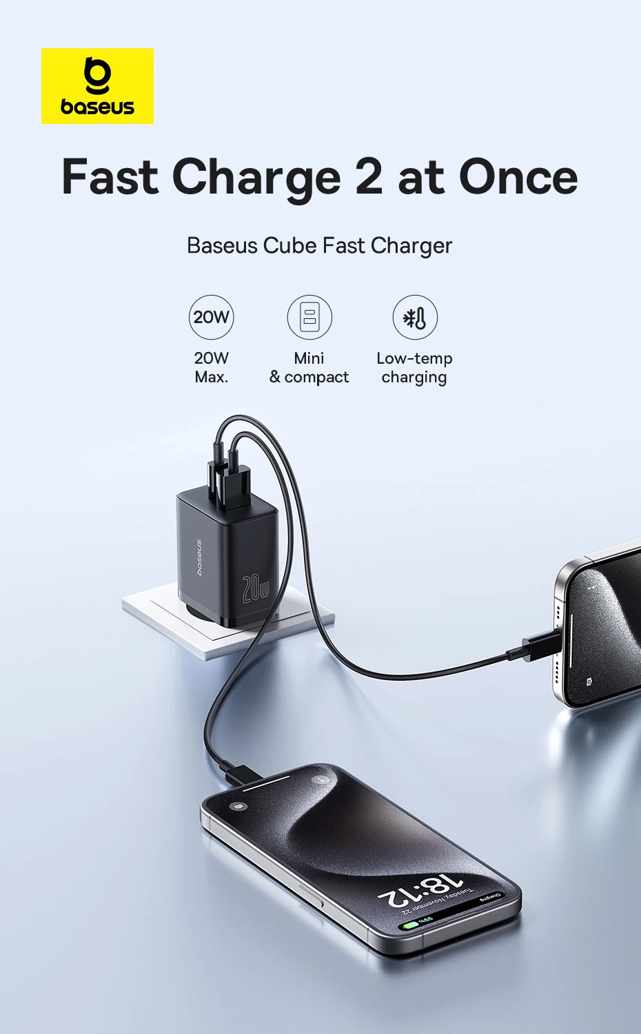 Compact 20W USB C PD Fast Charger For iPhone Android - Smarsty