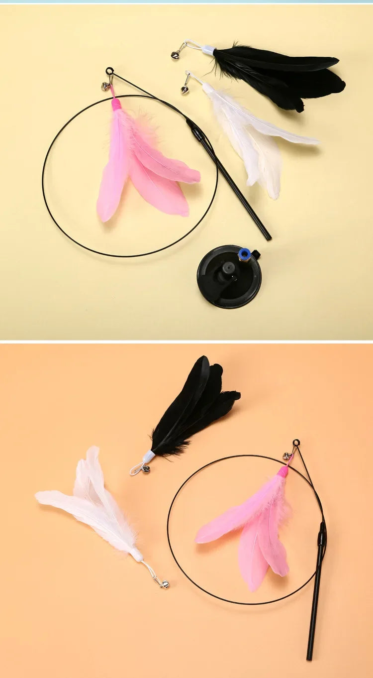 Interactive Cat Teaser Stick With Replaceable Feather - Smarsty