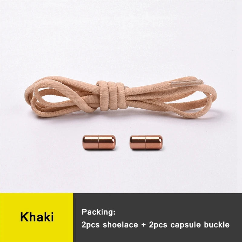 21 Colors No Tie Shoelaces Round Color Metal Lock Elastic Shoelace General For Children And Adults Sneakers Lazy Laces Unisex - Smarsty