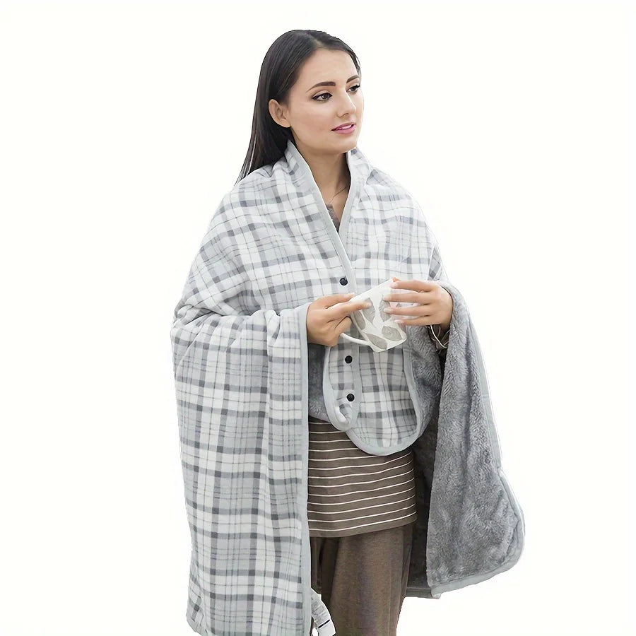 Wearable Flannel Shawl Blanket for Cozy Comfort - Smarsty