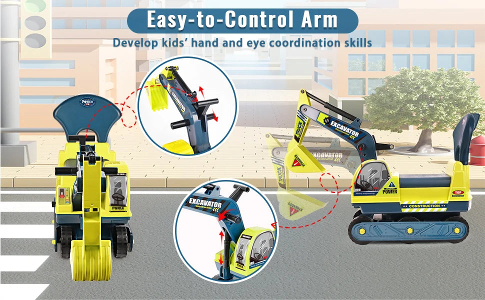 Large Ride-On Construction Toy Vehicle - Manual Drive Version, the perfect Christmas gift for children aged 3 and above