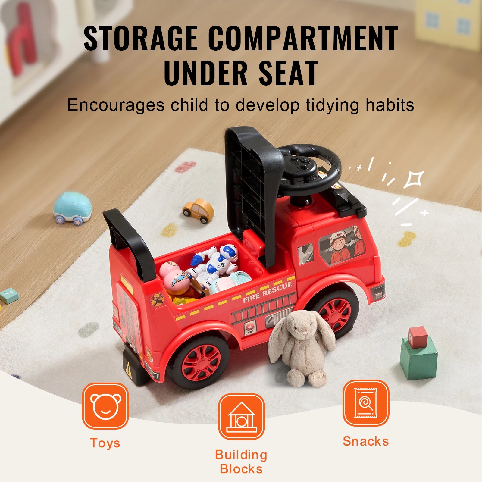 SucceBuy Ride On Push Car Kids Ride On Car with Music Steering Wheel & Under Seat Storage for Toddlers Ages 3-12 Ride Racer - Smarsty