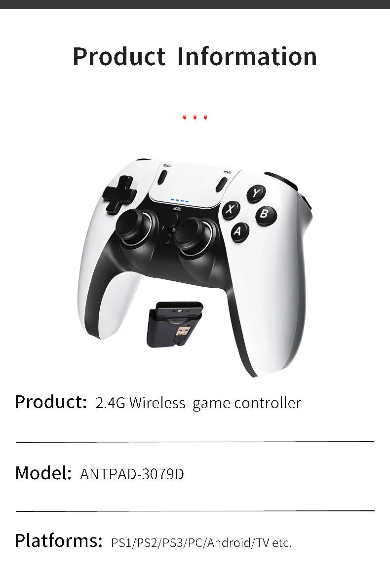 Wireless Gaming Controller For PS1 PS2 PS3 PC - Smarsty