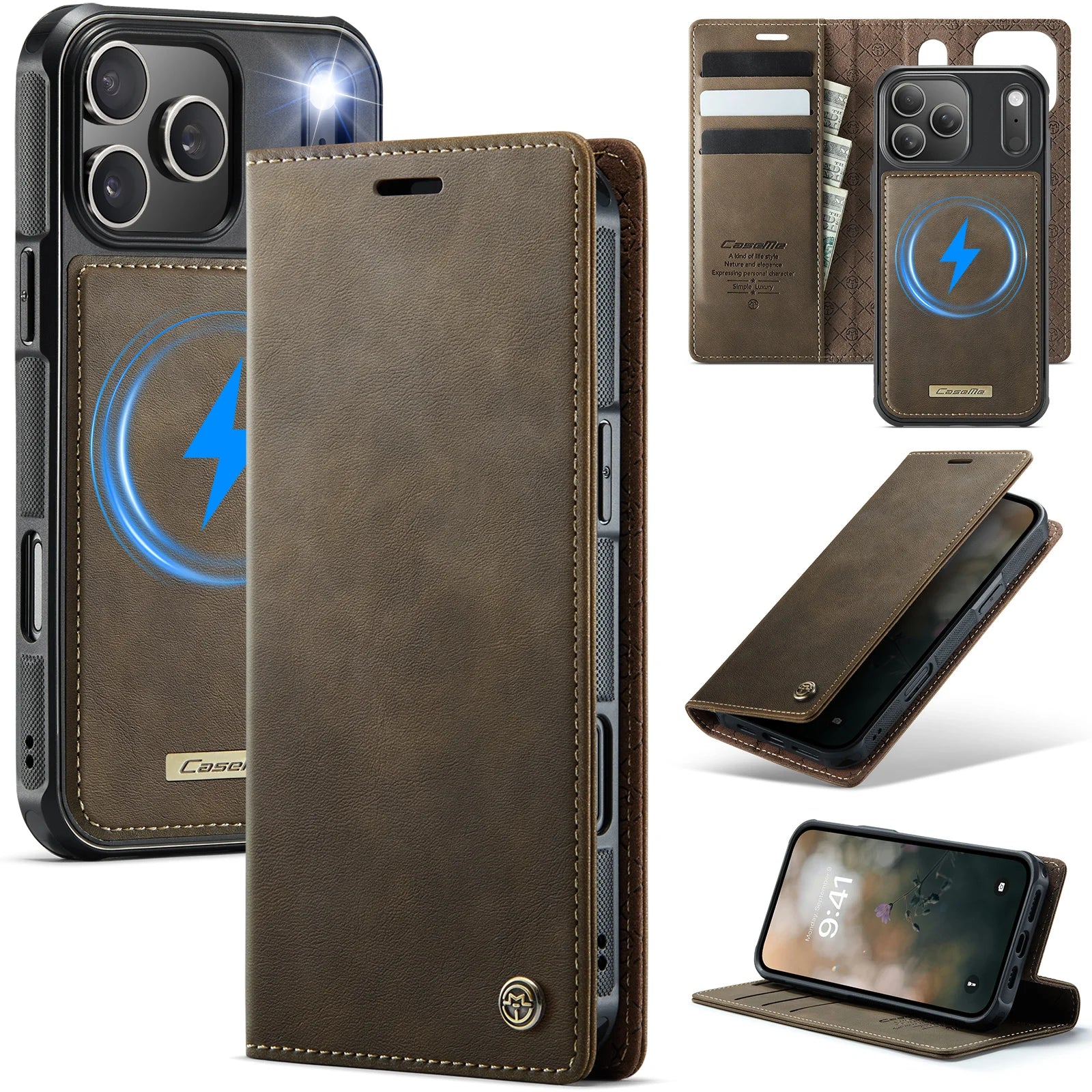 High Quality 2-in-1 Detachable Wallet Leather Magsafe Case For iPhone 17 Air 16 15 14 Plus 13 12 11 Pro Max Luxury Magnetic Flip