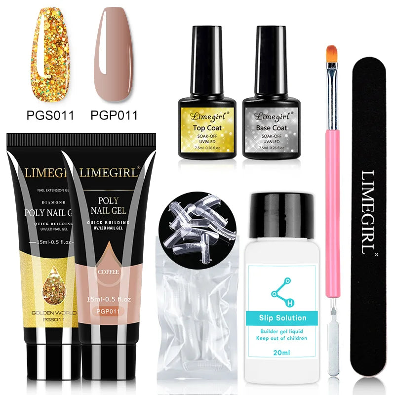 Nail Art Poly Gel Kit for Beginners with Soaking Solution - Smarsty
