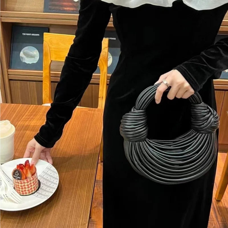 Women Handbags 2024 Designer Rope Knotted Gold Clutch - Smarsty