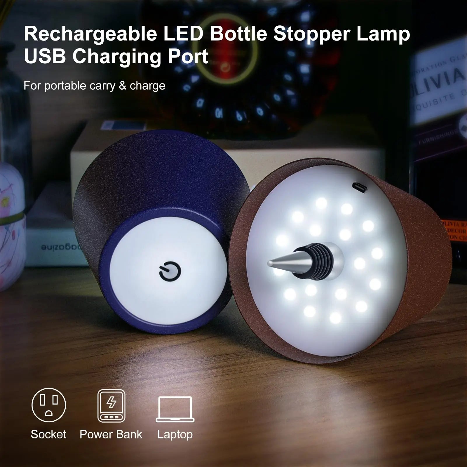Wireless Touch Control Bottle Lamp with Dimmable Colors - Smarsty