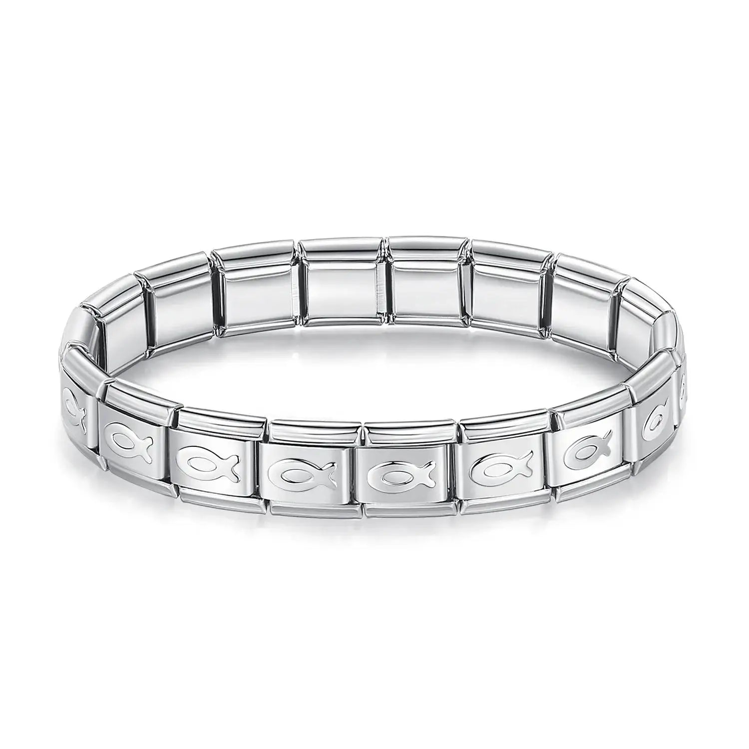 Italian Charm Stainless Steel Elastic Link Bracelet - Smarsty