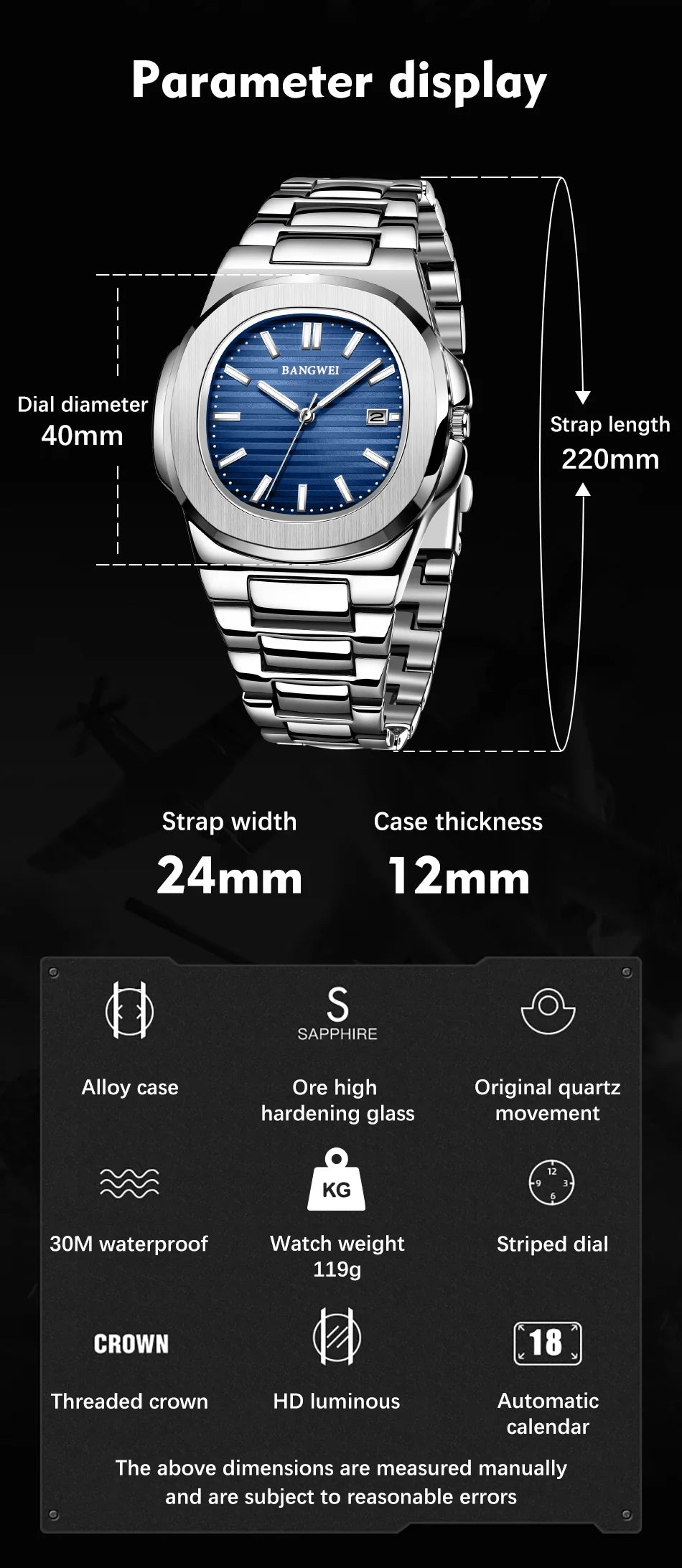 Luxury Waterproof Men's Quartz Watch with Automatic Date - Smarsty