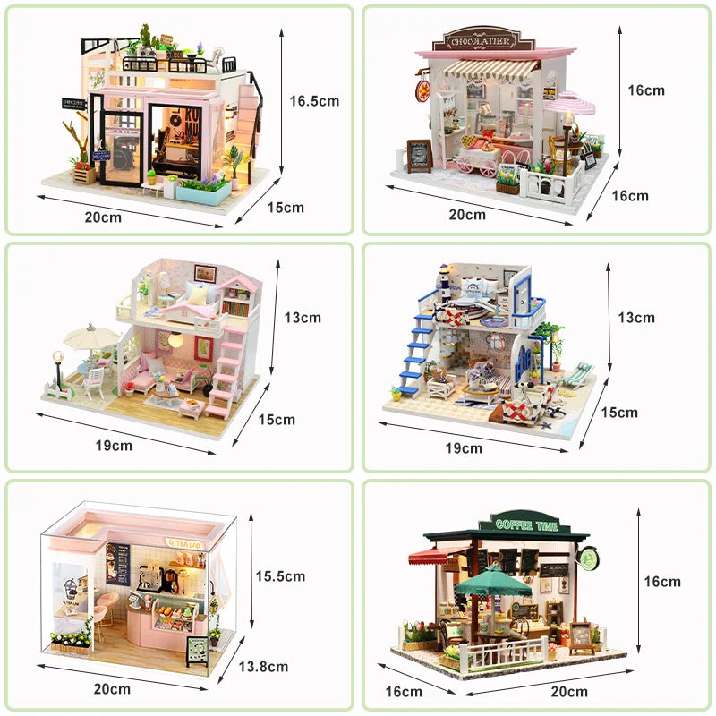 DIY Miniature Dollhouse Kits Hourly Light Studio House Sea Villa Wooden Doll House With Furniture Building Kids Toys Xmas Gifts by Smarsty