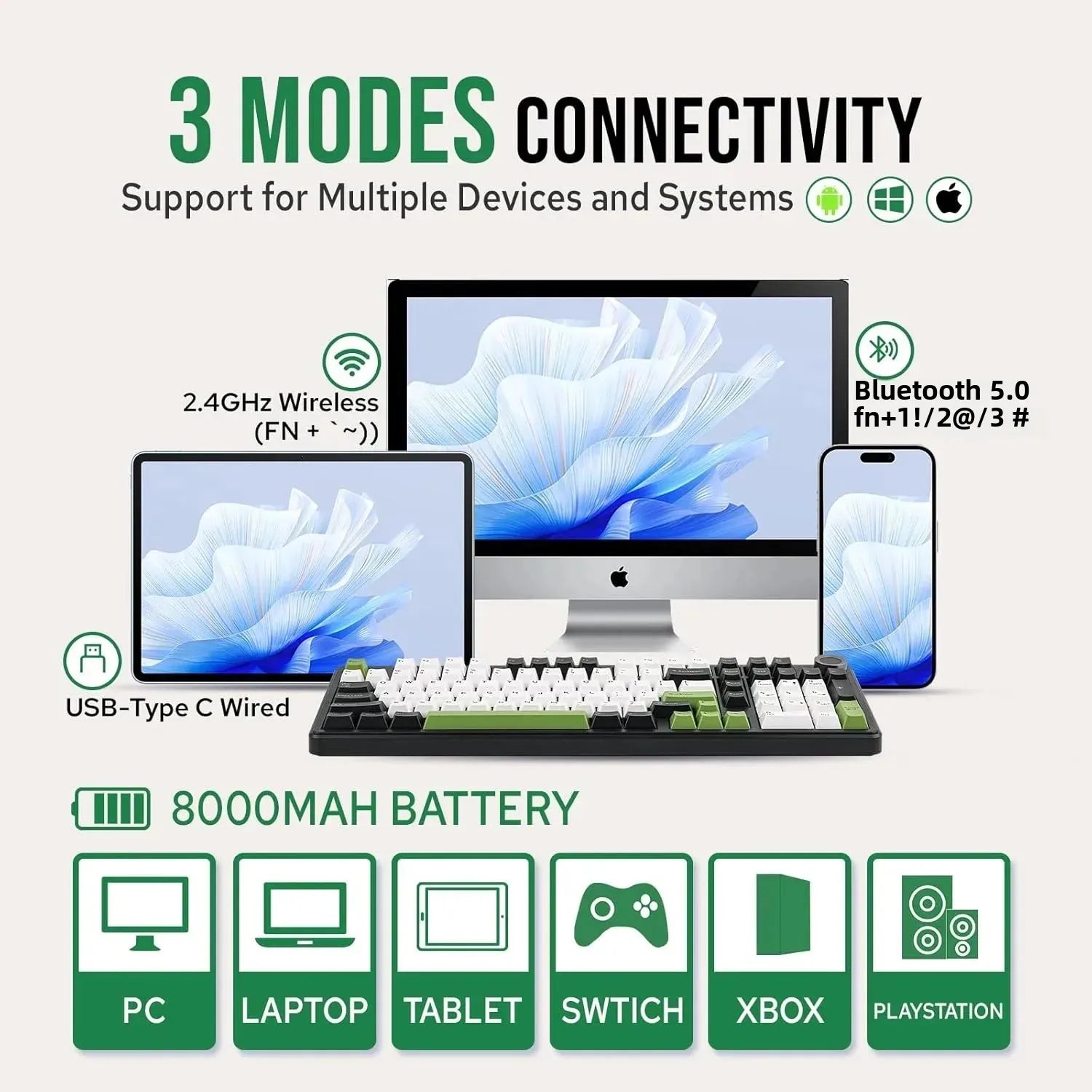 Gaming Mechanical Keyboard With Wireless Three Mode