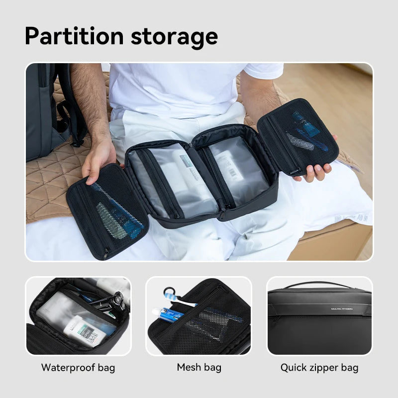 Mens Travel Toiletry Bag Waterproof With Dry Wet Separation - Smarsty