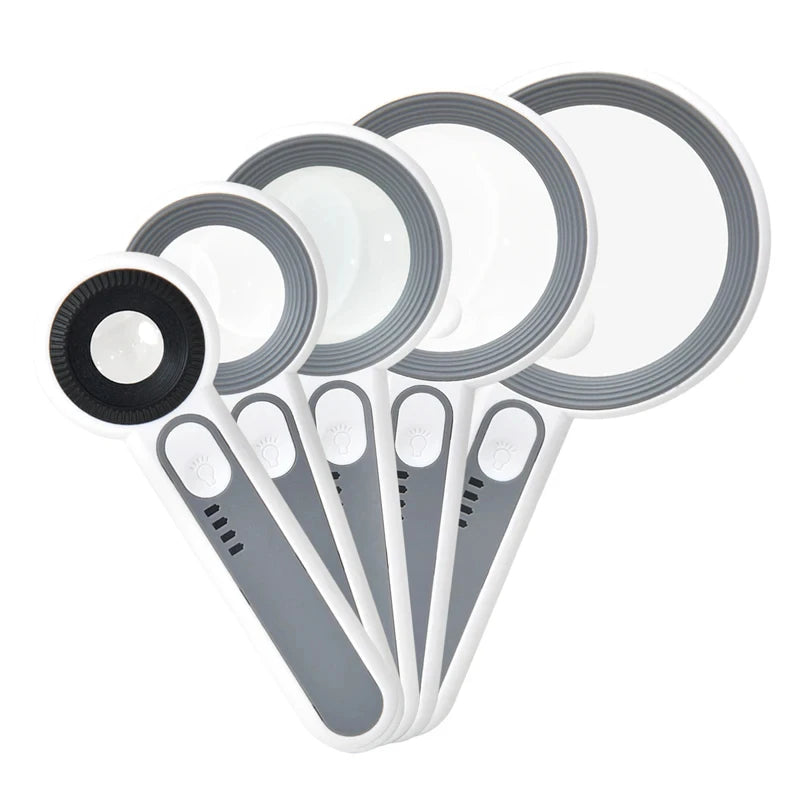 Rechargeable Handheld Magnifier with LED Light for Easy Reading - Smarsty
