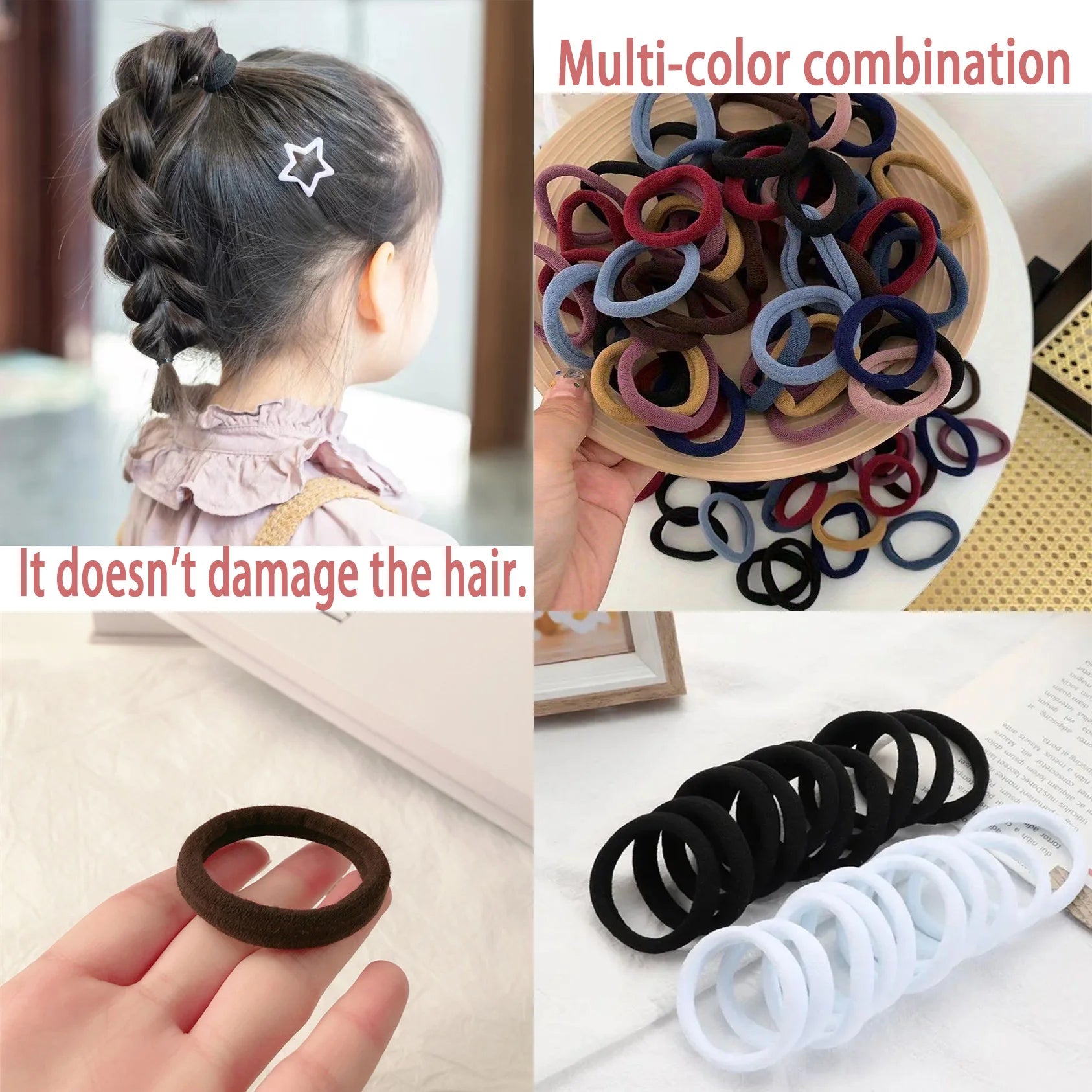 High Elastic Nylon Hair Bands 100 Pack Soft No Damage - Smarsty