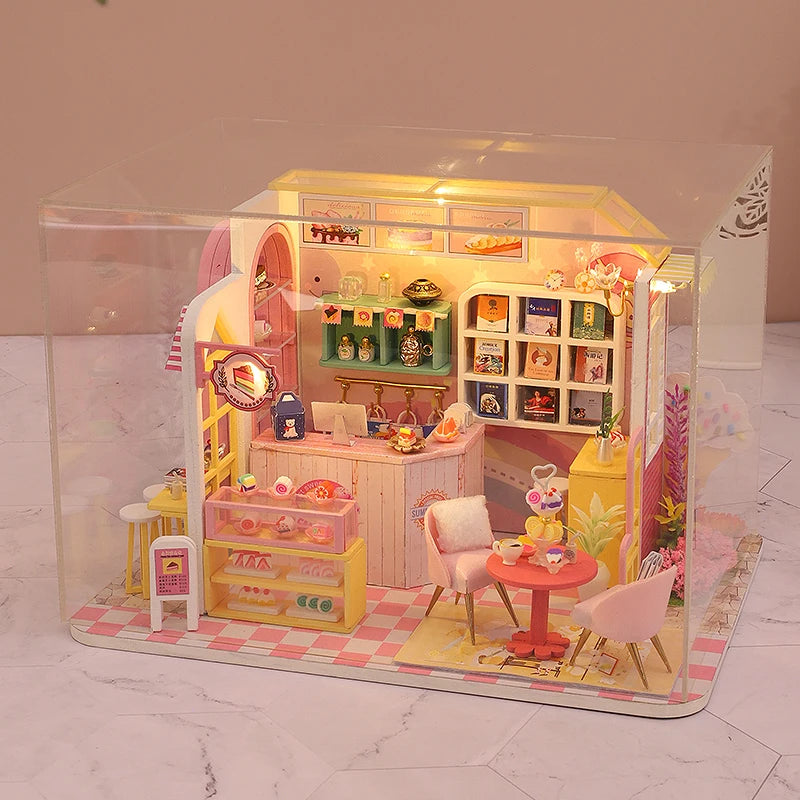 Wooden Miniature Doll House 3D Puzzle Assembly Building Model Kit Small Room Toys Home With Furniture Lighting Wooden Craft Gift by Smarsty