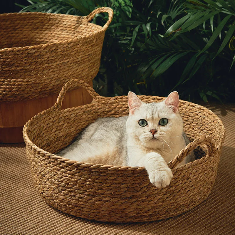 Rattan Weaving Cat Bed for Comfortable Summer Sleep - Smarsty
