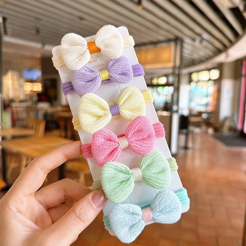 12 Pack Floral Bow Hair Ties Soft No Damage Elastic - Smarsty