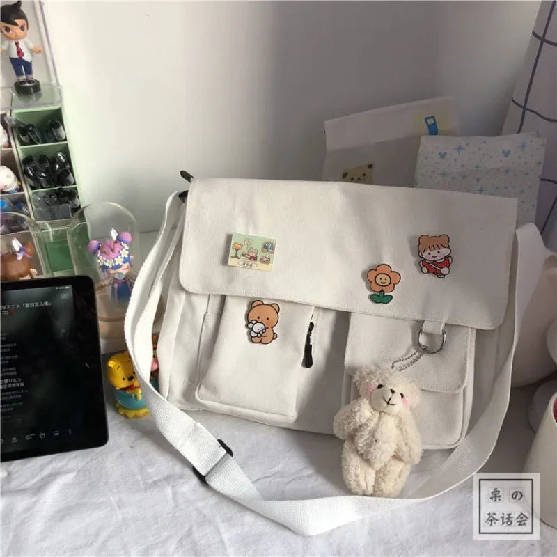 Harajuku Messenger Bag For Girls Durable Canvas School Bag - Smarsty