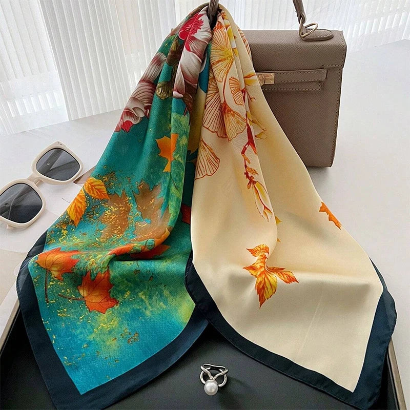Luxury Silk Scarf Women Satin Shawl Sun Protection Wrap - Smarsty