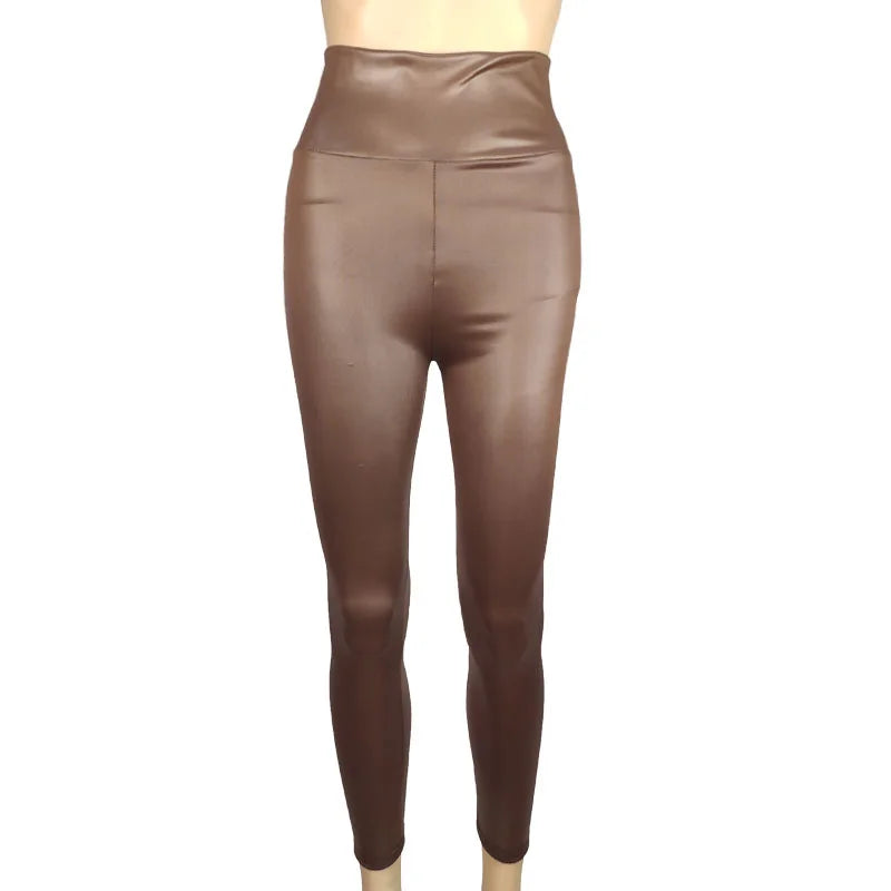 Autumn And Winter New Season Wearable Women's Tight Pants With High Waist And Sexy Faux Leather Texture Long Pants With Leggings - Smarsty