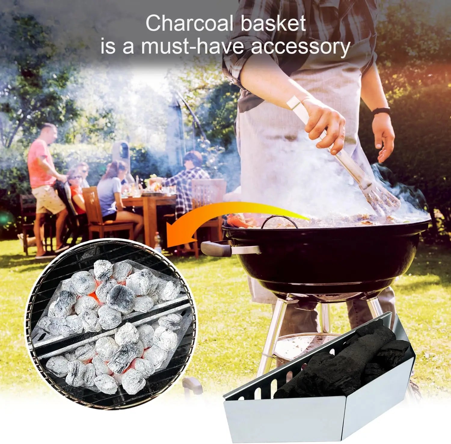 2Pcs Charcoal Grill Basket Holders Non-Stick Accessories - Smarsty