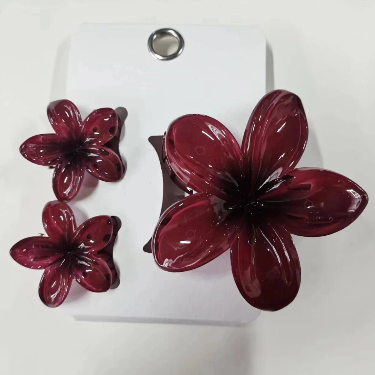 Pack Of 3 Flower Claw Clips Beach Summer Hair Accessories - Smarsty