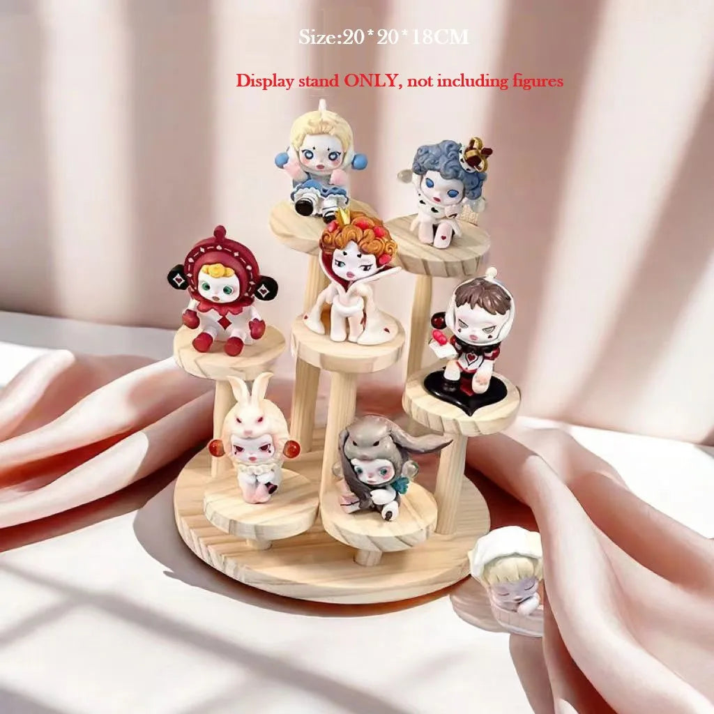 Wooden Display Riser Stand Organizer Shelf Stand for Toys and Dolls Figure Display Cabinet Cute Dolls Storage Rack Decoration by Smarsty