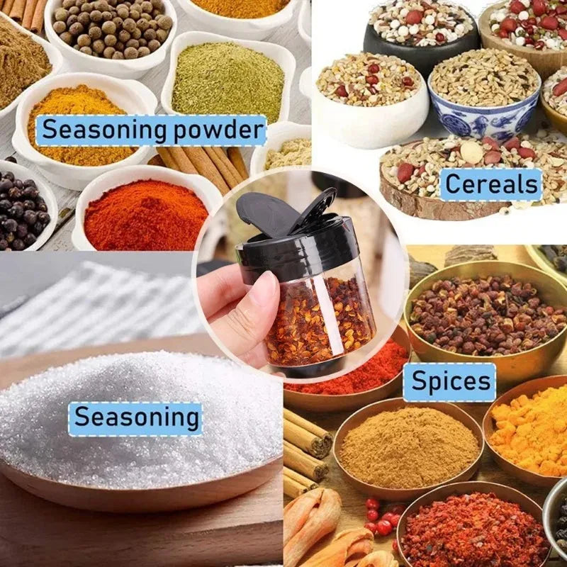 1/12x Plastic Spice Jars with Shaker Lids Transparent Safety Plastic Bottles for Home Kitchen Storing Spices Seasoning Powders