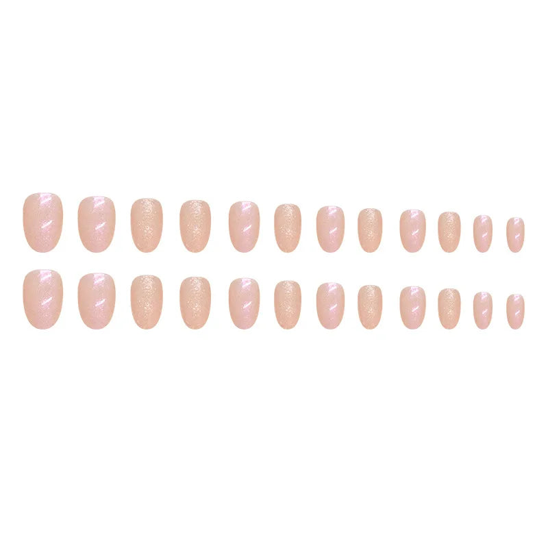 24 Piece Short French Minimalist Glitter Nail Set - Smarsty