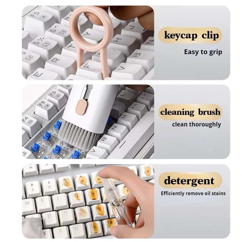 7-in-1 Computer Keyboard Cleaner Brush Kit Earphone Cleaning Pen For Headset Keyboard Cleaning Tools Cleaner Keycap Puller Kit - Smarsty