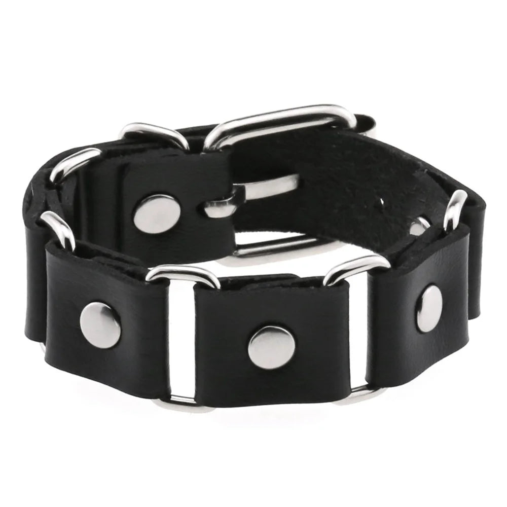 Unisex PU Leather Punk Bracelet With Spikes And Skull - Smarsty