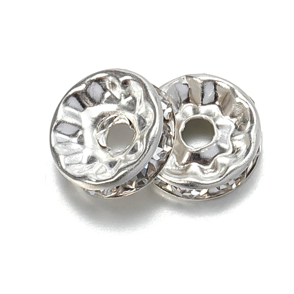 100pcs Silver Crystal Rhinestone Spacer Beads for Jewelry Making - Smarsty