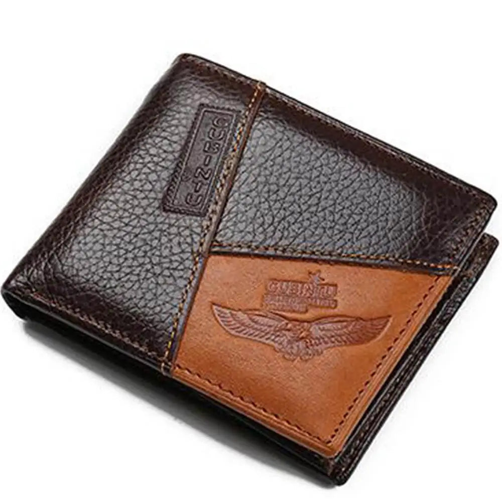 GUBINTU Genuine Leather Men Wallets Coin Pocket Zipper Real Men's Leather Wallet with Coin High Quality Male Purse Eagle cartera - Smarsty