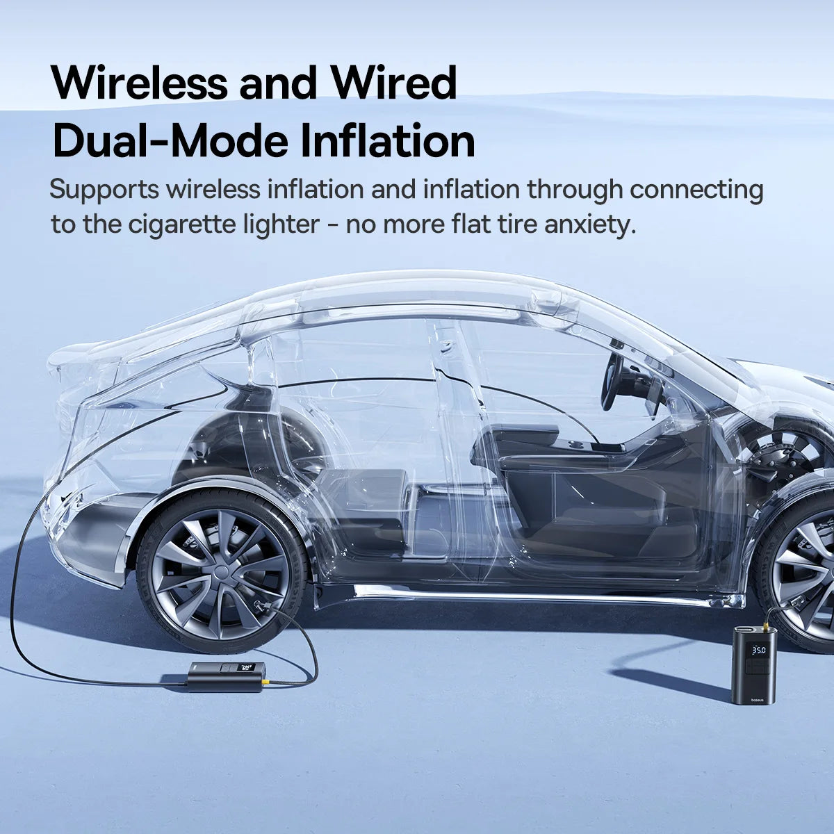 Wired And Wireless Car Air Pump 2in1 Portable Inflator - Smarsty