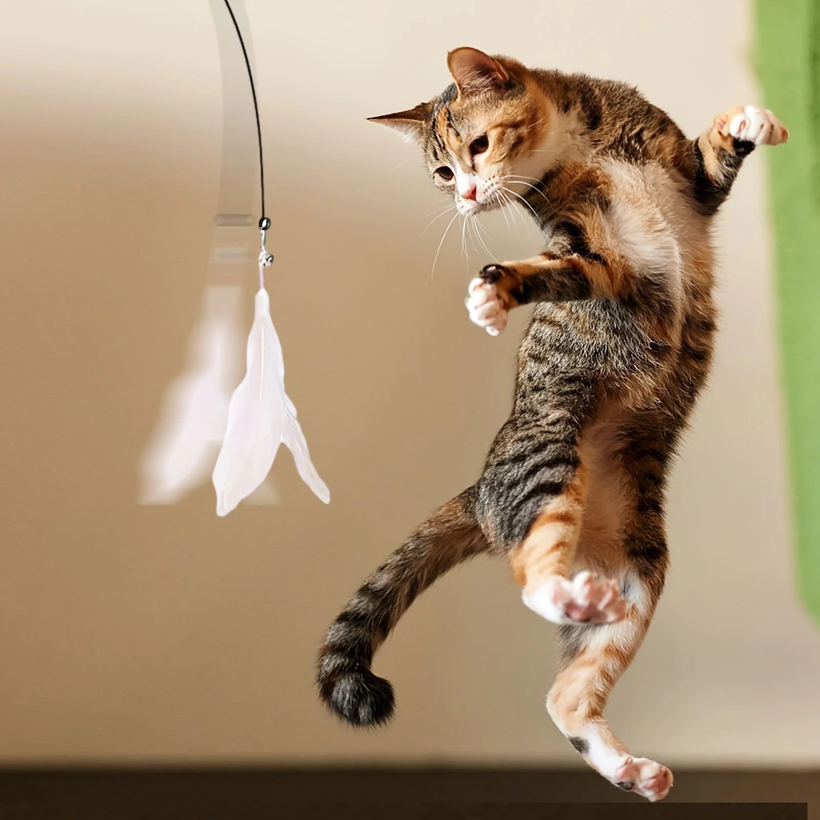 Interactive Cat Teaser Toy with Bell and Feather Wand - Smarsty