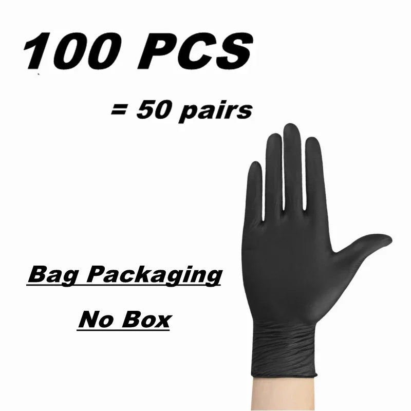 10/20/50/100PCS Black Nitrile Disposable Gloves for Work Latex Free Home Cleaning Glove Textured Mechanic Tattoo Hair Dye Beauty - Smarsty