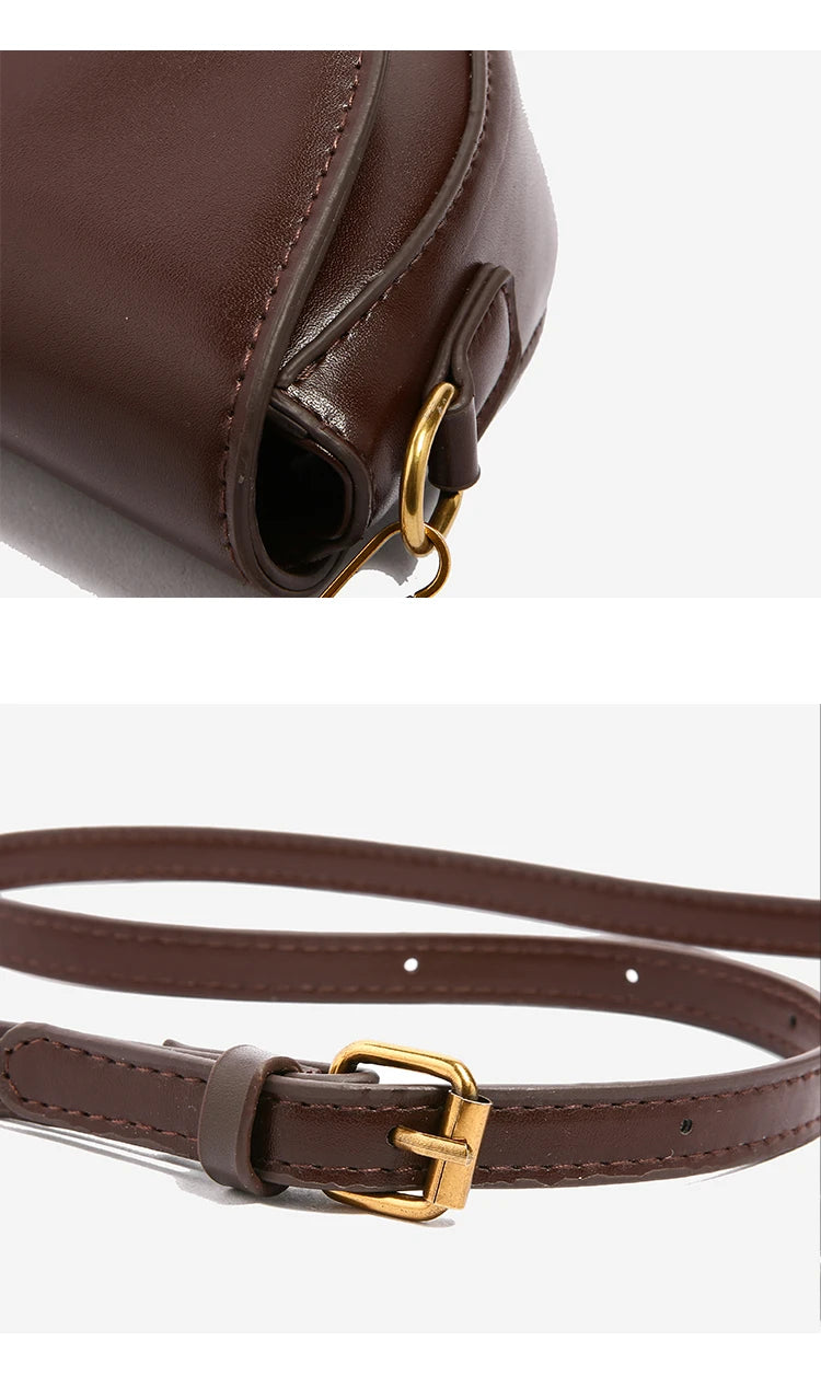 Small Leather Saddle Bag For Women Crossbody Vintage Style - Smarsty