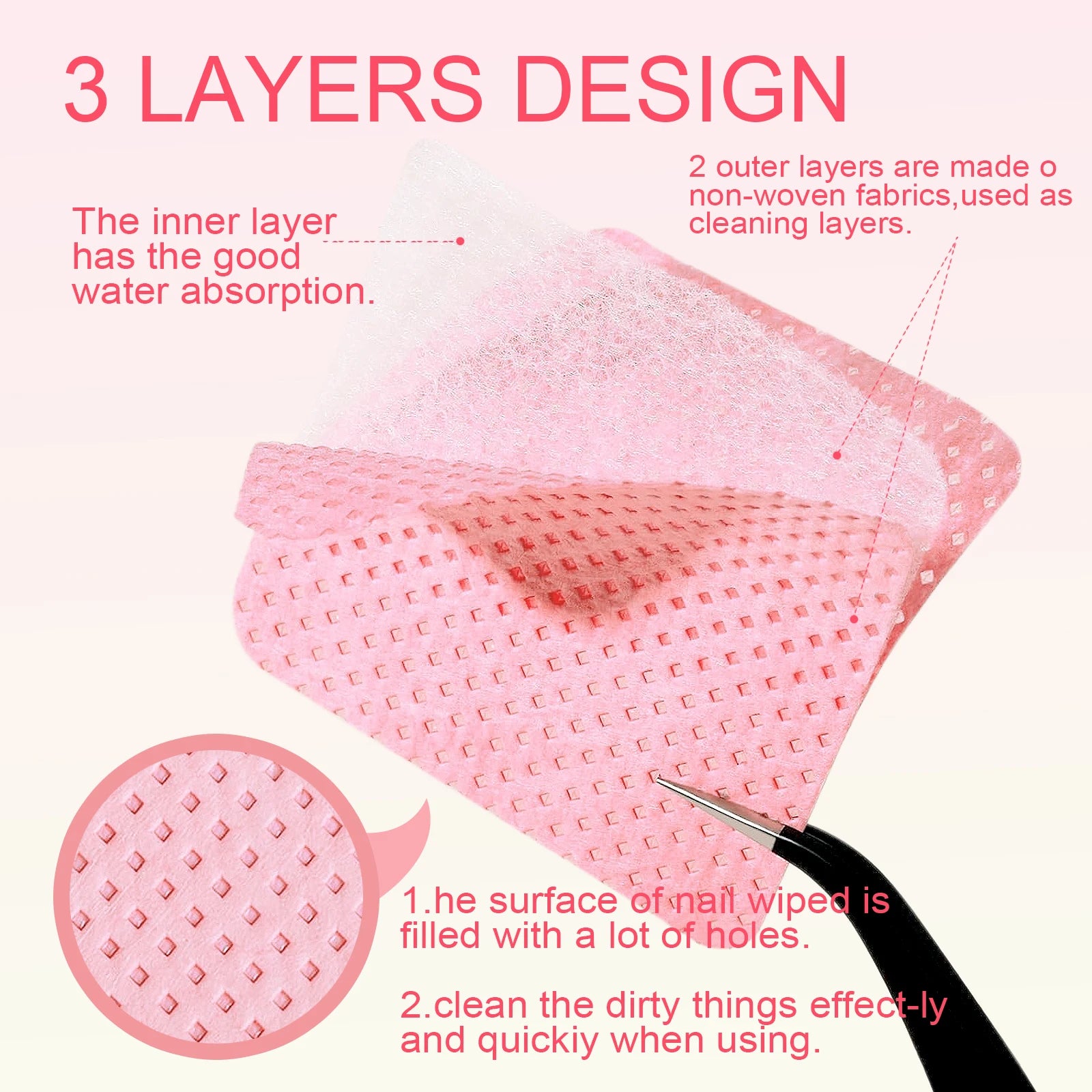 1080pcs Boxed Nail Art Lint-Free Eyelash Glue Wipes Paper Gel Polish Remover Clean Glue Cotton Pads Beauty Cleaning Tools - Smarsty