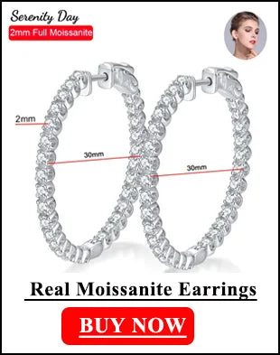 Moissanite Hoop Earrings Sterling Silver Bridal Sparkle - Smarsty