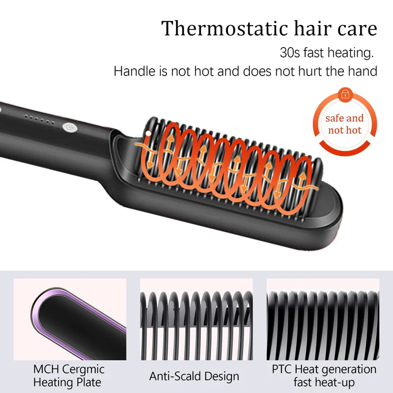 Professional Beard Straightener Comb with Anti-Scald Feature - Smarsty