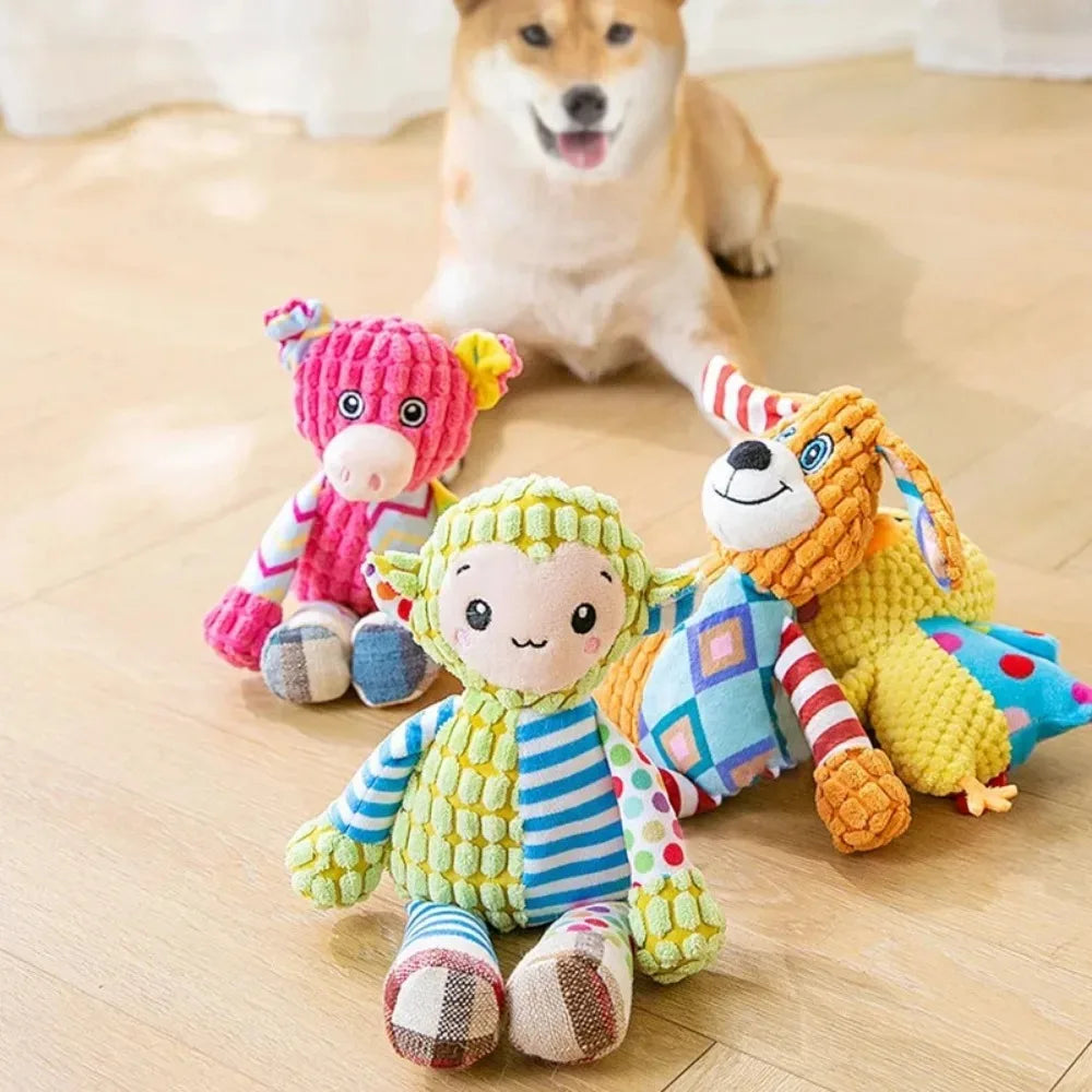 Interactive Plush Dog Toy for Teeth Cleaning and Squeaking - Smarsty