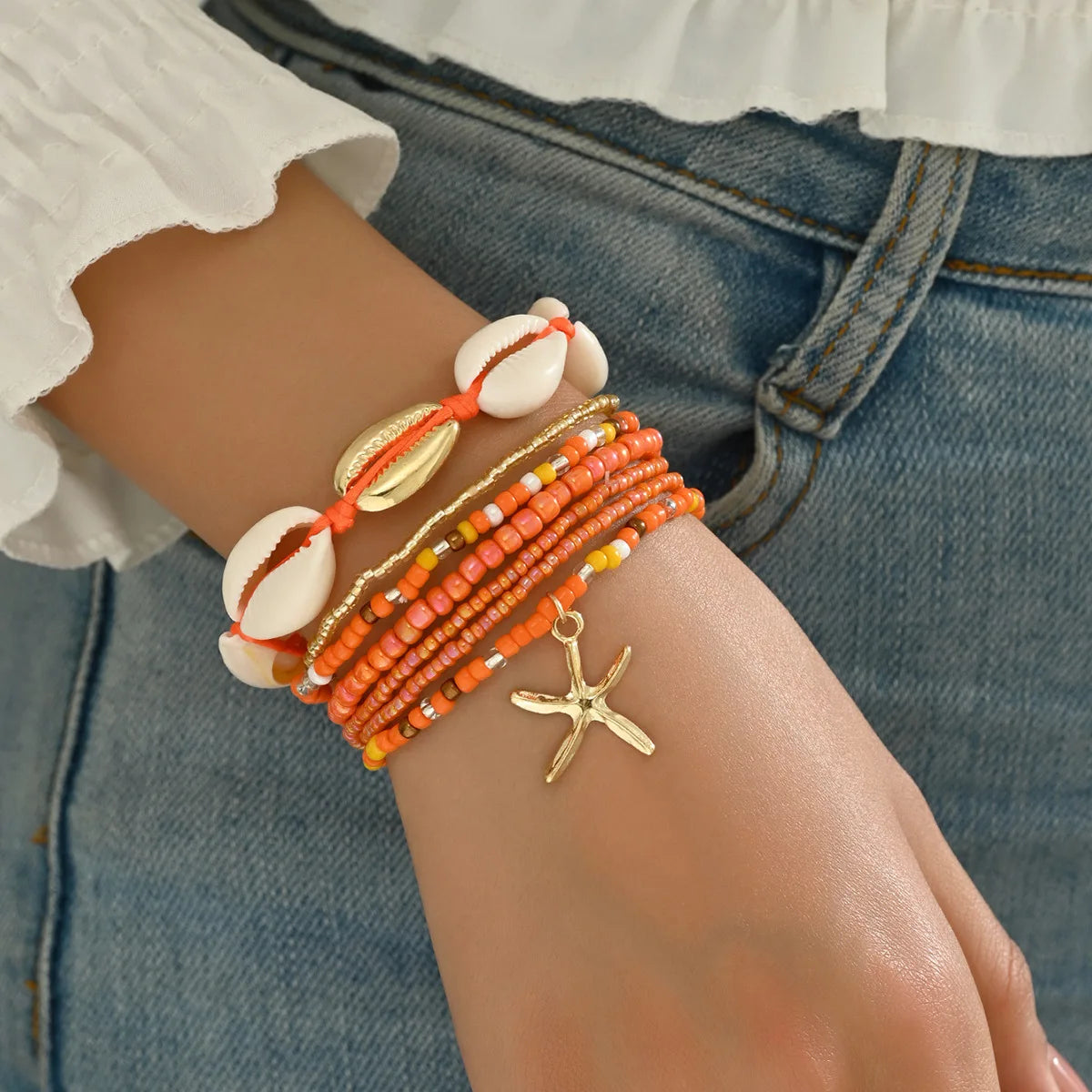 Summer Women's Bohemian Shell Bracelet Set with Starfish - Smarsty