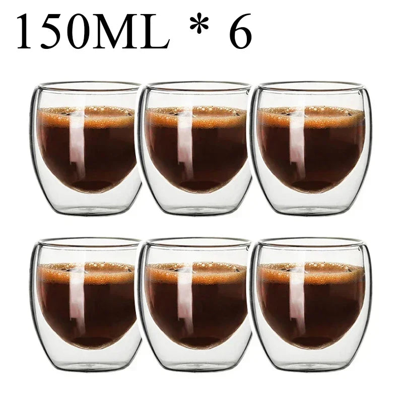 Double Wall Borosilicate Glass Mug Set for Hot Drinks - Smarsty