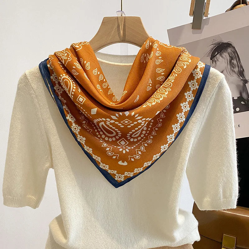 Breathable Cashew Print Silk Scarf for Women - Smarsty