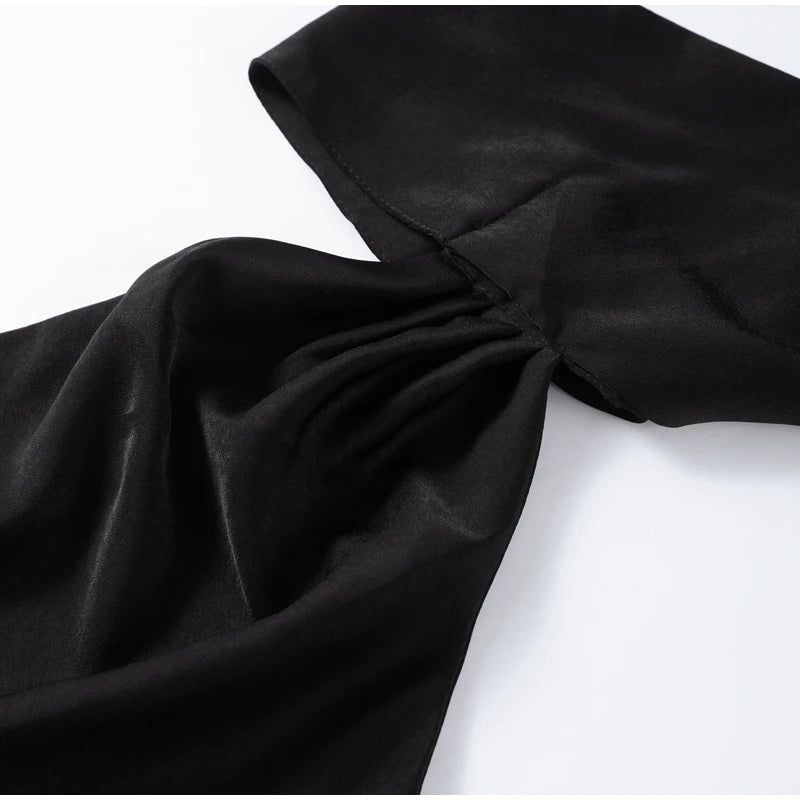 Elegant Solid Ribbon Women Halter Dress Off Shoulder Sleeveless Backless Slim Female Maxi Dresses 2025 Summer New Chic Lady Robe - Smarsty