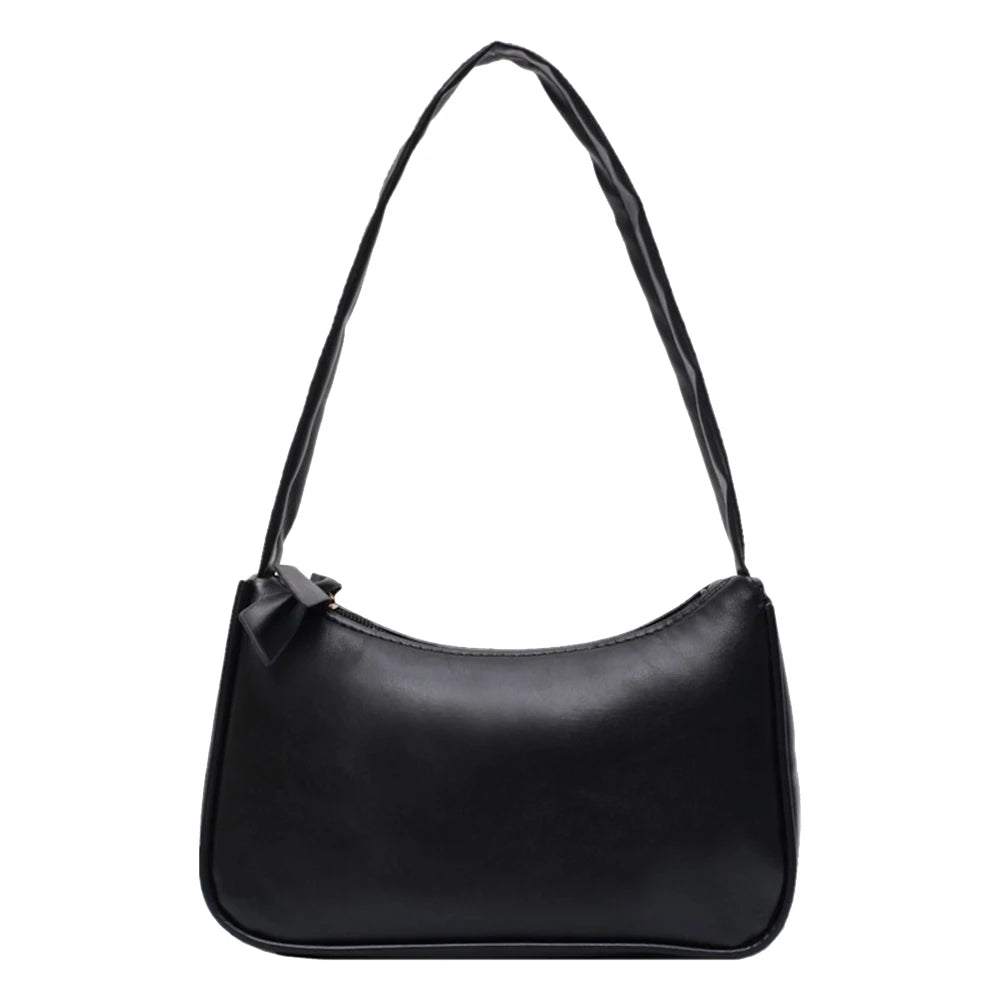 Retro Forearm Bag For Women PU Leather Bow Shoulder Handbag - Smarsty