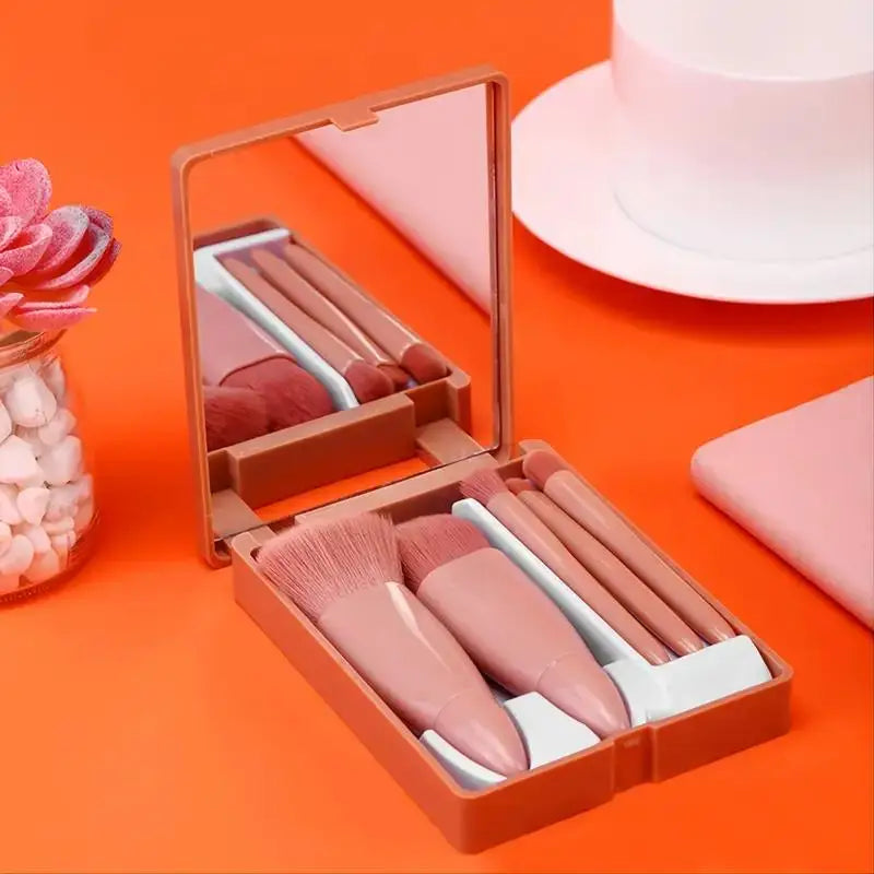 Travel Size Makeup Brushes Set with Case and Mirror - Smarsty