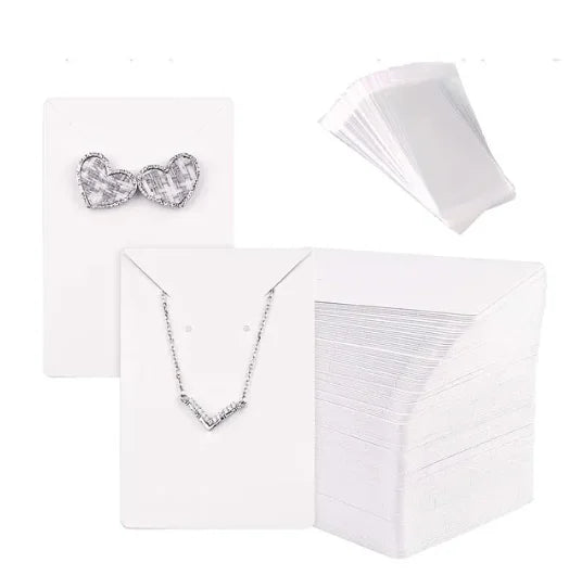 50 Pack Blank Jewelry Cards for Necklaces and Earrings - Smarsty