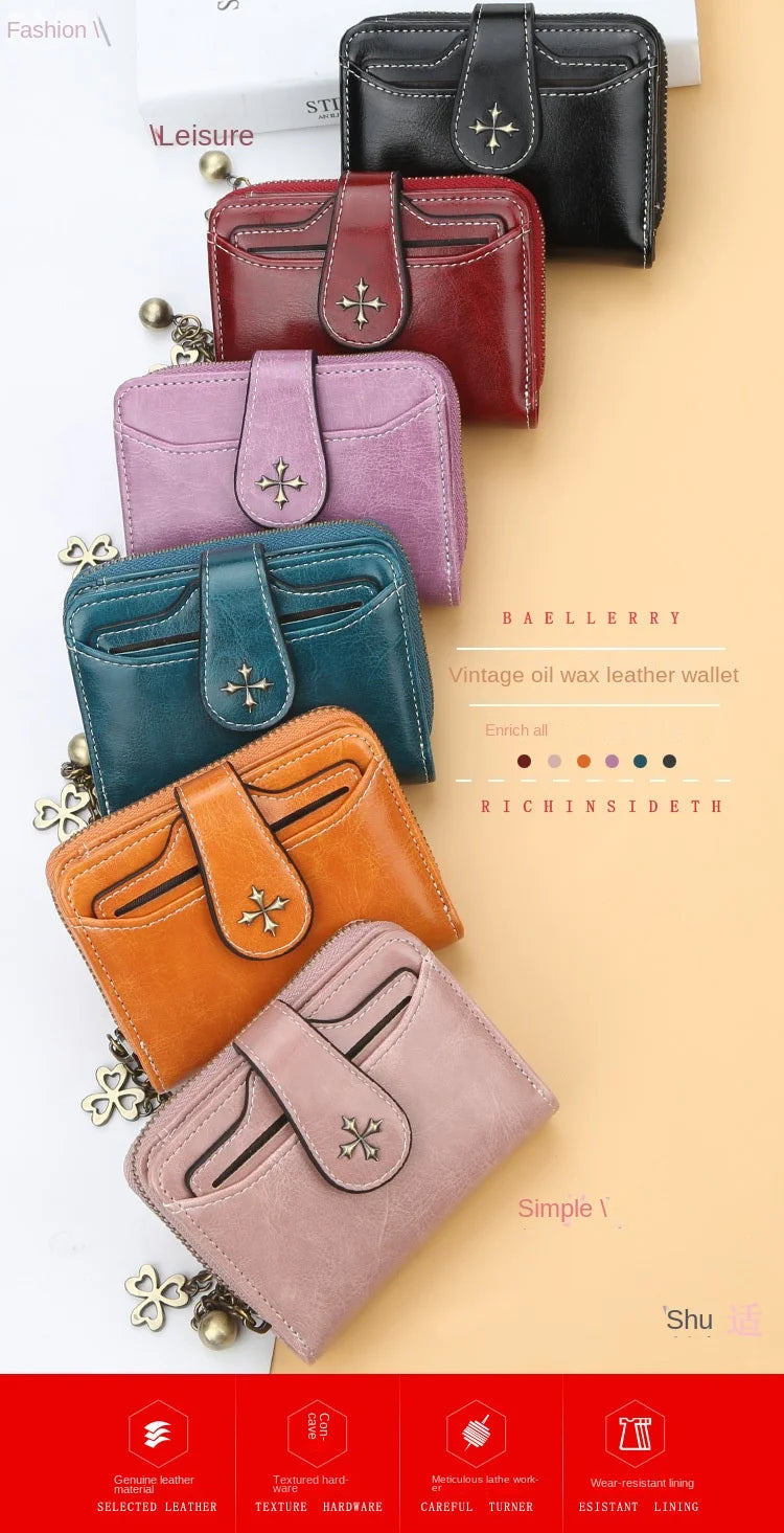 Women Wallets and Purses PU Leather Money Bag Female Short Hasp Purse Small Coin Card Holders Blue Red Clutch New Women Wallet - Smarsty
