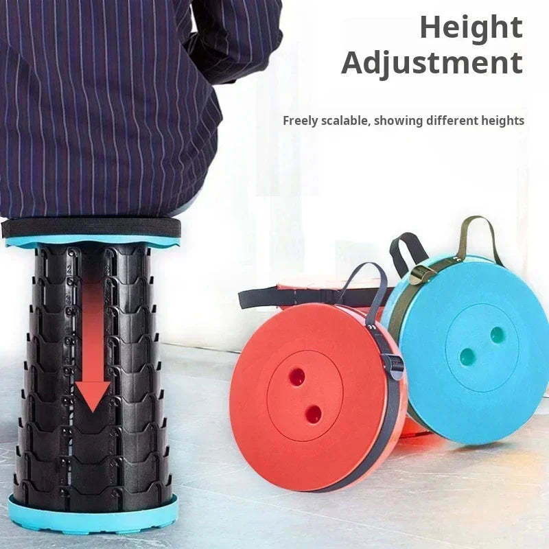 Compact Portable Plastic Folding Telescopic Chair, Lightweight Adjustable Stool for Fishing Beach Camping,Outdoor Foldable Seat